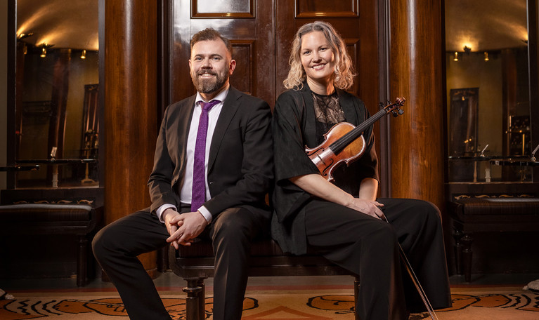 Två musiker. Fotografi.